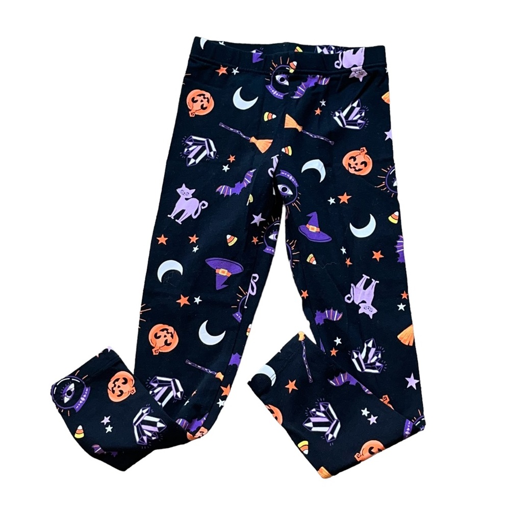 Way to Celebrate! Size S 6-6x black with Halloween pattern leggings